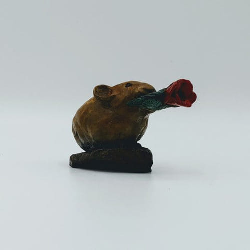 FL087 Pika Brown with Single Rose $125 at Hunter Wolff Gallery