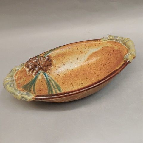 Bowl, Oval Biscuit Bowl 11x7 Pine Cone at Hunter Wolff Gallery