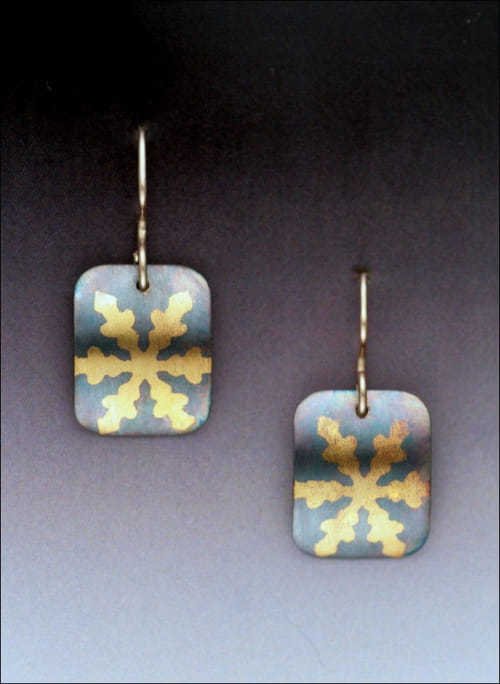 MB-E329B Earrings Snowflake Rectangle at Hunter Wolff Gallery