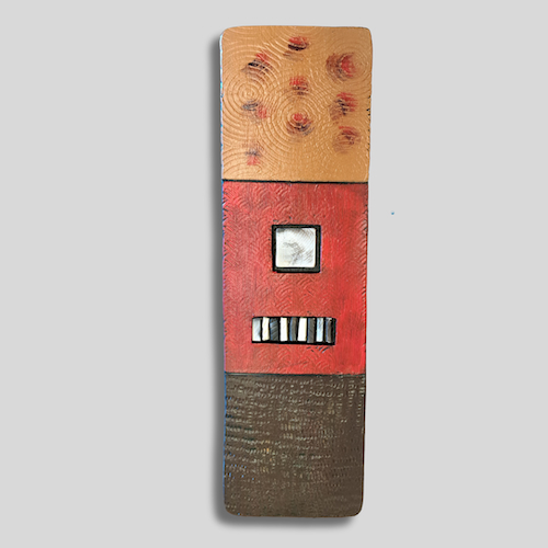 RC-020 Ceramic Wall Sculpture Zens Red/Brown/Gold $165 at Hunter Wolff Gallery
