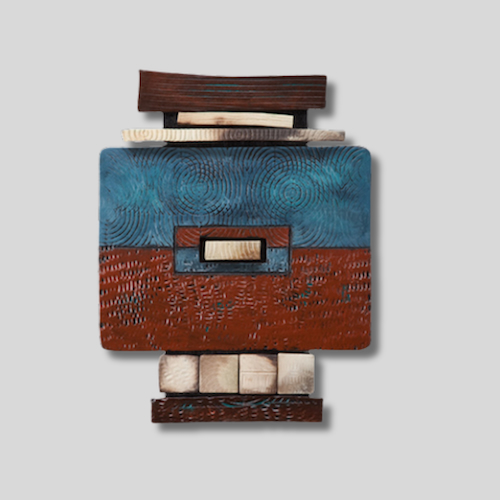 RC-023 Ceramic Wall Sculpture Shard Tile Blue/Brown $170 at Hunter Wolff Gallery