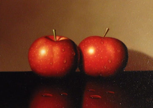 Two Red Apples 5x7 at Hunter Wolff Gallery
