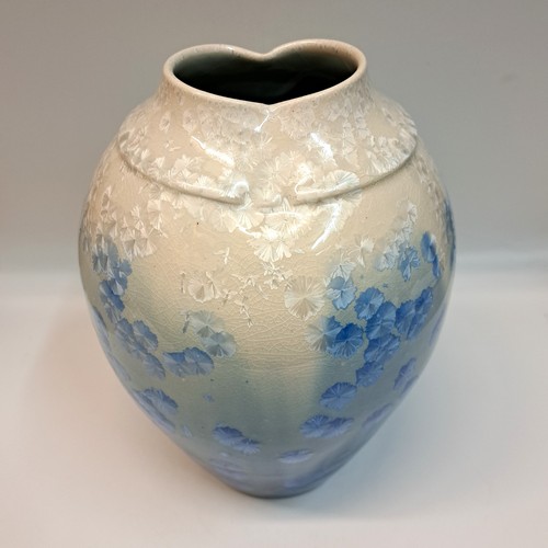 JP-023 Vase, Blue & White Crystalline  $425 at Hunter Wolff Gallery