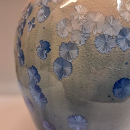 JP-023 Vase, Blue & White Crystalline  $425 at Hunter Wolff Gallery