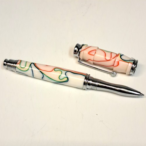 CR-037 Pen Acrylic White, Green, Orange $60 at Hunter Wolff Gallery