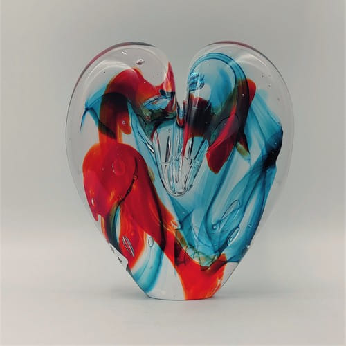 DG-037 Heart  Red & Sky Blue 4.5  $108 at Hunter Wolff Gallery