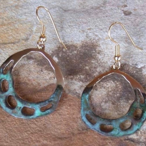 EC-079 Earrings Perforated Circle Dangle $46 at Hunter Wolff Gallery