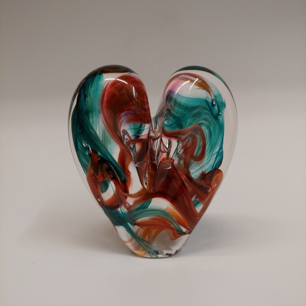 DG-081 Heart Teal & Rust $110 at Hunter Wolff Gallery