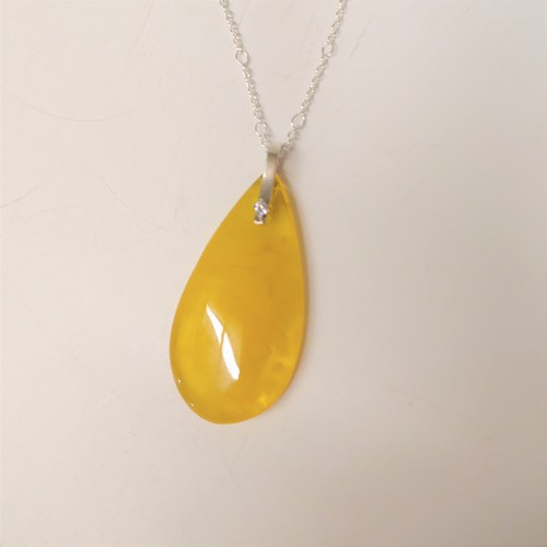 HWG-101 Pendant Yellow Pear Shape with silver; CZ $74 at Hunter Wolff Gallery