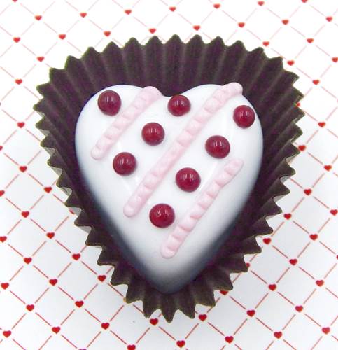 HG-006 White Choc Heart with Lines, Dots $43 at Hunter Wolff Gallery