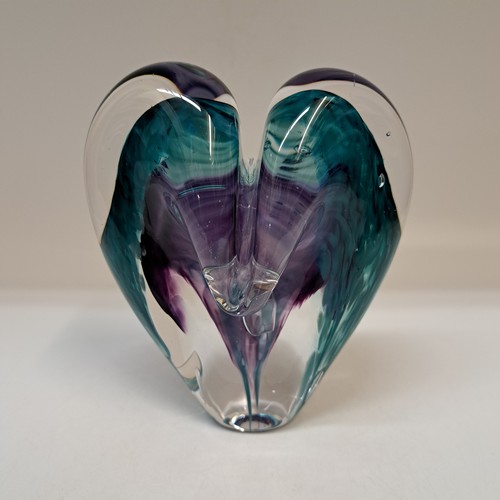 Click to view detail for DG-151 Blown Glass Heart Teal & Purple $112