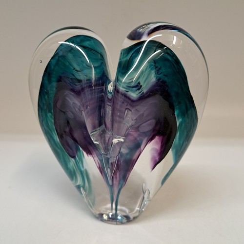 DG-151 Blown Glass Heart Teal & Purple $112 at Hunter Wolff Gallery