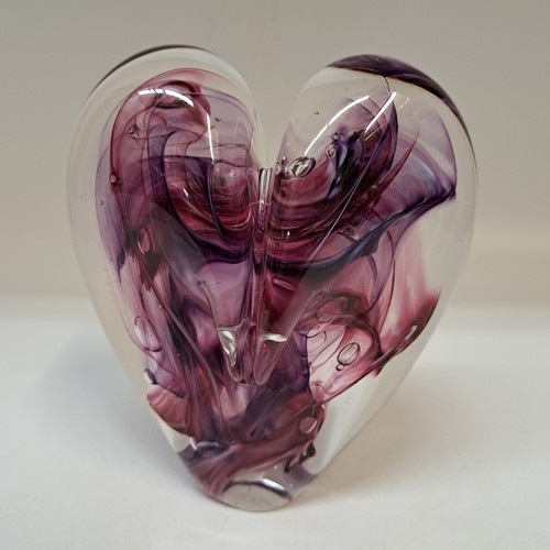 DG-152 Blown Glass Heart  Raspberry Swirl $112 at Hunter Wolff Gallery
