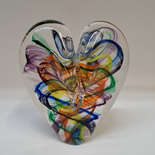 Click to view detail for DG-155 Blown Glass Heart Rainbow Ribbons $112