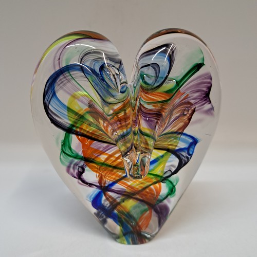 DG-155 Blown Glass Heart Rainbow Ribbons $112 at Hunter Wolff Gallery