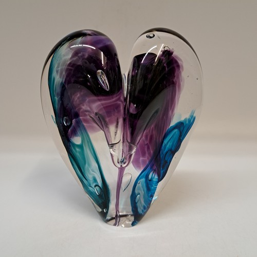 DG-156 Blown Glass Heart Purple, Blue & Teal $112 at Hunter Wolff Gallery