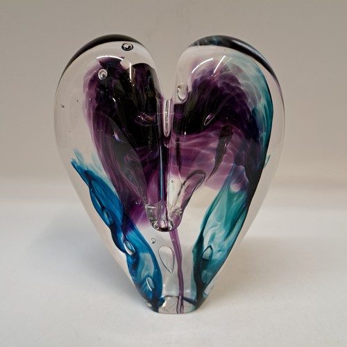 Click to view detail for DG-156 Blown Glass Heart Purple, Blue & Teal $112