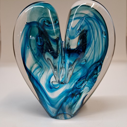 Click to view detail for DG-158 Blown Glass Heart Aqua $112
