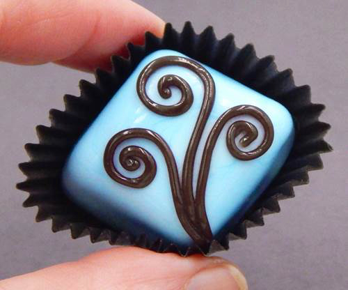 HG-057 Berry Blue Glass Chocolate with Curls $47 at Hunter Wolff Gallery