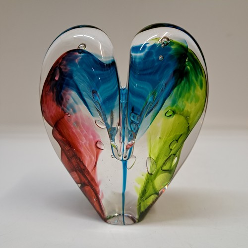 Click to view detail for DG-160 Blown Glass Heart Watermellon, Agua & Lime $112