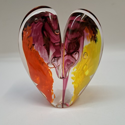 Click to view detail for DG-162 Blown Glass Heart Orange, Raspberry, Lemon $112
