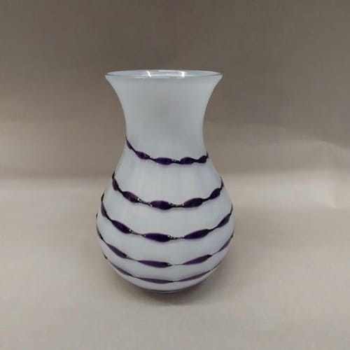 DB-248 Vase White and Purple Ribbon at Hunter Wolff Gallery