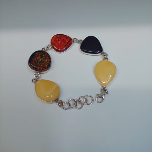 HWG-034 Bracelet, 5 Rounded Teardrops, Multi-Color $191 at Hunter Wolff Gallery