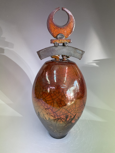 BS-035 Vessel Ferric Glaze Lidded $295 at Hunter Wolff Gallery