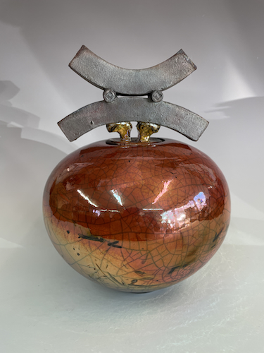 BS-037 Vessel Ferric Glaze Lidded $285 at Hunter Wolff Gallery