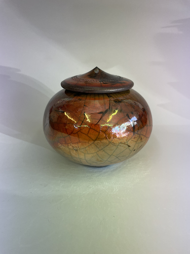 BS-038 Vessel Ferric Glaze Pointed Lid $125 at Hunter Wolff Gallery