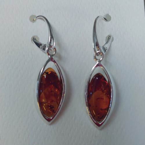HWG-053 Earrings, Almond -Shaped Amber $46 at Hunter Wolff Gallery