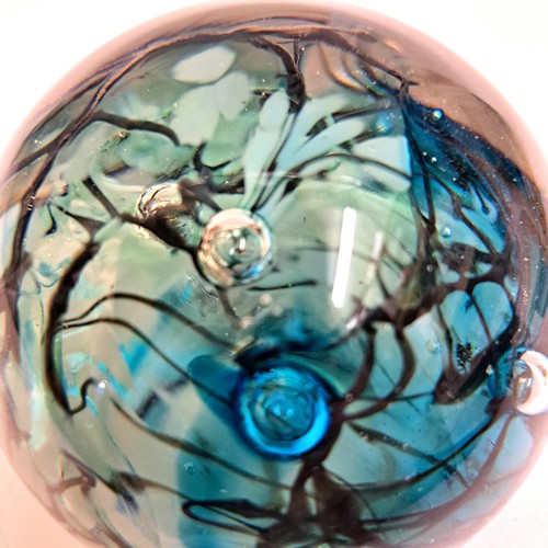 DB-907 Paperweight - Sm. Aqua Lightning at Hunter Wolff Gallery