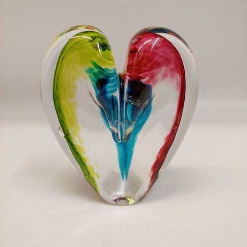 DG-091 Heart Red, Aqua, Lime 5x5 $110 at Hunter Wolff Gallery