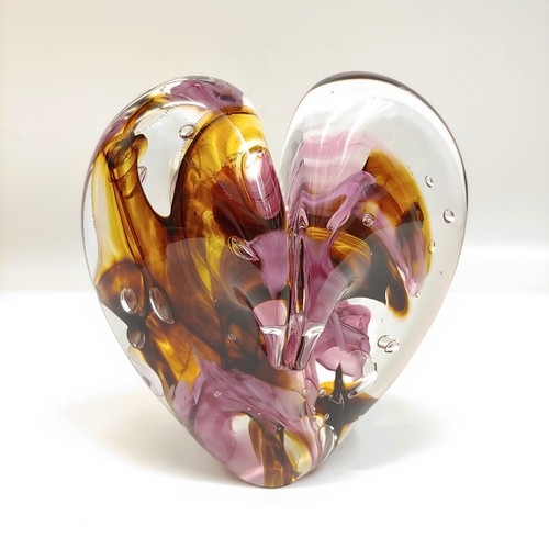 DG-092 Heart Amber & Pink Roses 5x5 $110 at Hunter Wolff Gallery