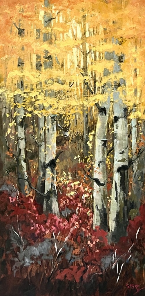 Aspen Sanctuary 36x18 $2300 at Hunter Wolff Gallery