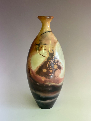 BS-023 Vessel Saggar Fired Bottle Shaped 14 1/2 T x 6 W $295 at Hunter Wolff Gallery