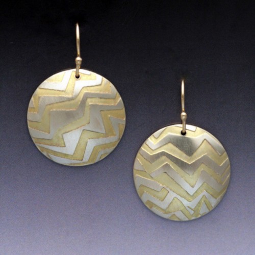 MB-E402 Earrings Small Brass Disks $40 at Hunter Wolff Gallery