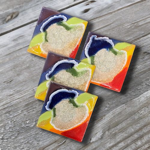 Click to view detail for KB-643 Coasters Set of 4 Rainbow $45