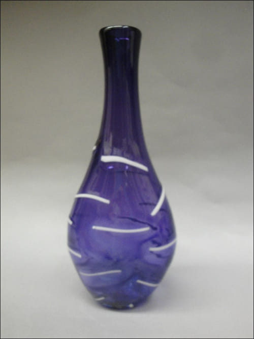 DB-130 Tall Purple Vase with White Accents at Hunter Wolff Gallery