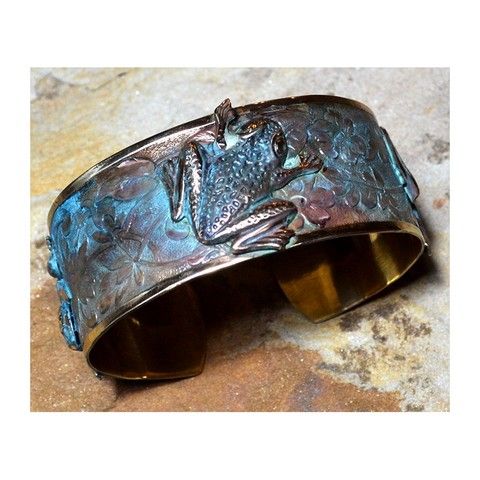 EC-001 Cuff Bracelet with Tree Frog Motif $94 at Hunter Wolff Gallery