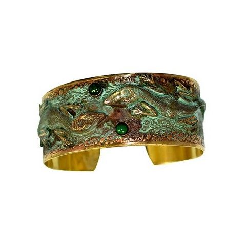 EC-015 Cuff Bracelet Brass Lizards – Malachite $122 at Hunter Wolff Gallery