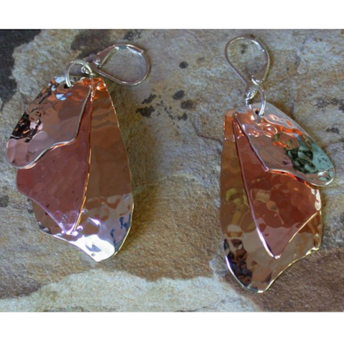 EC-178 Earrings Brass, Copper and Sterling Layered $132 at Hunter Wolff Gallery