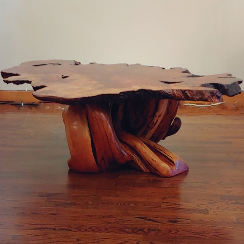 JW-180 Redwood  Burl & Juniper Table $5400 at Hunter Wolff Gallery