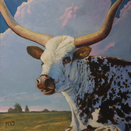 Longhorn 12x12 $1300 at Hunter Wolff Gallery
