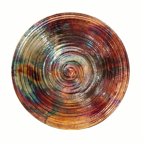 MW-360 Raku Platter Copper/Teal $400 at Hunter Wolff Gallery