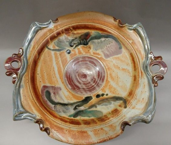 Platter with handles, footed and fancy at Hunter Wolff Gallery