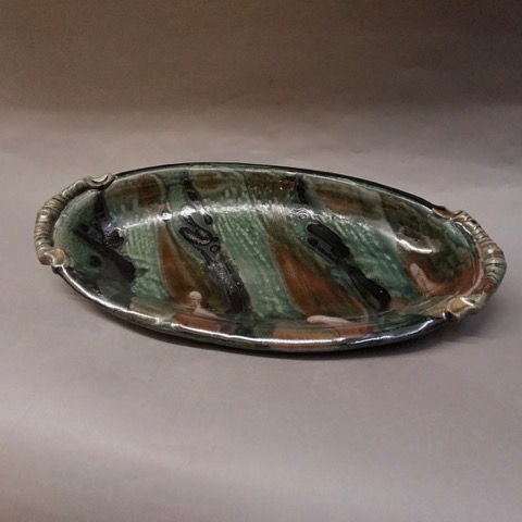 Oval Serving Platter, Green  at Hunter Wolff Gallery