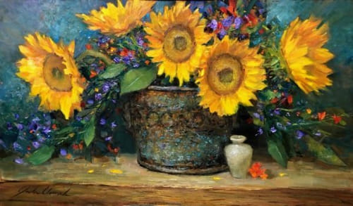 Sunflowers 14x24 at Hunter Wolff Gallery
