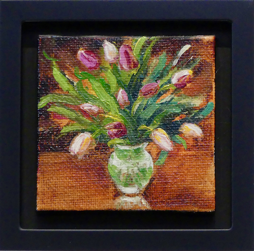 Tiny Tulips 3x3 $125 at Hunter Wolff Gallery
