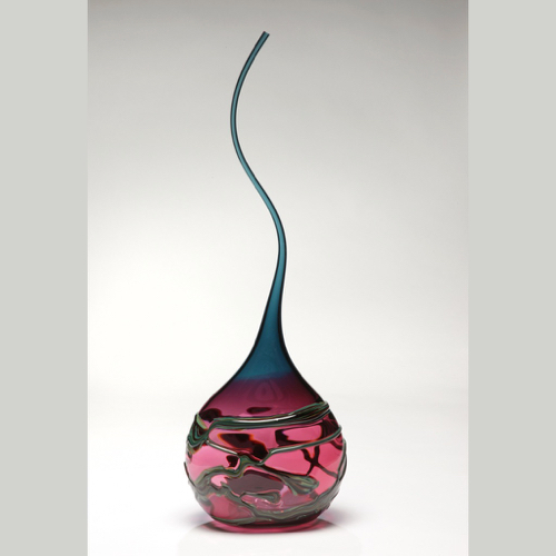 VC-002 Goccia Blown Glass Sculpture Merlot/Steel Blue $1200 at Hunter Wolff Gallery